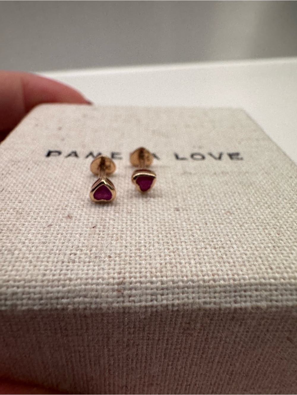 Pamela love ruby heart studs - Picture 3 of 7